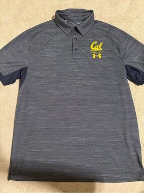 Under Armour Gray Heather Polo with Yellow Cal Logo